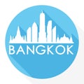 Bangkok Thailand Asia Round Icon Vector Art Flat Shadow Design Skyline City Silhouette Template Logo Royalty Free Stock Photo