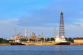 BANGKOK, THAILAND - AUGUST 13, 2017: Bangchak Oil Refinery in the evening