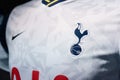 Close Up on Logo of Tottenham Hotspur Football Club on an official 2020 jerseys