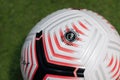 Close-Up on Nike Flight The Official English Premier League Match 20/21 Ball on the Grass