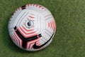 Close-Up on Nike Flight The Official English Premier League Match 20/21 Ball on the Grass