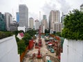 Bangkok, Thailand - August 6, 2017 : A Construction site of building being built during early stage surrounded by complete