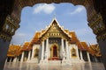 Bangkok, Thailand - 30 August 2020: framing of traditional classic beautiful marble thai chapel