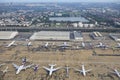 BANGKOK THAILAND AUGUST 20 : passenger and comercial plane parking on Donmuang Airport runways on august 20,2014 Bangkok Thailand