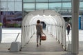 Waterproof and sunproof walkway. Tunnel path in canvas tent Royalty Free Stock Photo