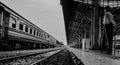 Bangkok, Thailand, August 30,2019 : Bangkok Railway Station, famous place of Thailand in black and white, vintage style.