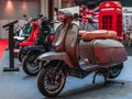 Bangkok, Thailand - August 30, 2019: Royal Alloy GrandPrix 200 or GP200 classic scooter. Royal Alloy is a quality classic style