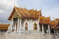 Bangkok, Thailand - 30 August 2020: traditional classic marble thai chapel