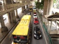 Traffic nears gridlock on a city centre road during evening rush hour