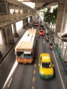 Traffic nears gridlock on a city centre road during evening rush hour