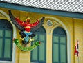 Bangkok Thailand.BANGKOK THAILAND-17 JULY 2019:Garuda statue attached to the front of the building.on Bangkok Thailand.BANGKOK