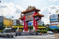 Bangkok, Thailand - november 15, 2016: busy rush hour city street with lots of signs and banners in the background, chinatown, tuk Royalty Free Stock Photo