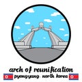 2020/03/15 Bangkok Thailand. Circle icon Arch of Reunification in north korea. Vector illustration