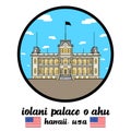 Bangkok Thailand, 2021 08 20. Circle icon Iolani Palace O ahu in hawaii usa.Vector illustration