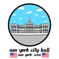 Bangkok, Thailand. 09 07 2020. circle icon line New York City Hall. vector illustration Royalty Free Stock Photo