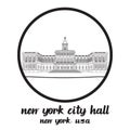 Bangkok, Thailand. 09 07 2020. circle icon line New York City Hall. vector illustration Royalty Free Stock Photo