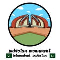 Bangkok, Thailand 2021-9-20. Circle Icon line Pakistan Monument. Vector illustration