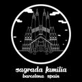 2020/03/15 Bangkok Thailand. Circle icon line Sagrada Familia. Vector illustration in spain. Vector illustration