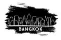 Bangkok Thailand City Skyline Silhouette. Hand Drawn Sketch.