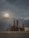 The Buddhist Temple of the Emerald Buddha Temple Wat Phra Kaew against the background of cloudy blue sky Royalty Free Stock Photo