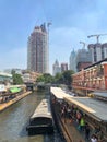 A canals boat waiting for the passengers in the Saen Saep Canals in Bangkok