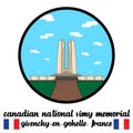 Bangkok, Thailand - 28 Dec 2019 Circle Icon Canadian National Vimy Memoria in France. vector icon