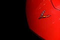 Close-up Chevrolet Corvette logo on bonnet red super car Royalty Free Stock Photo