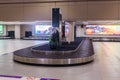 Bangkok, Thailand - Dec 14, 2019 : Empty conveyor belt for carrying the passenger luggages at at Don Mueang International Airport