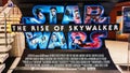 Bangkok, Thailand - Dec 12, 2019: Star Wars The Rise of Skywalker movies logo advertising on backdrop poster