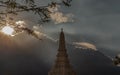 Thai architecture of The Buddhist Temple of the Emerald Buddha Temple against the sky background Royalty Free Stock Photo