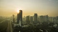 BANGKOK THAILAND - DECEMBER11,2016 : aerial view of sun rising a Royalty Free Stock Photo