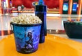 BANGKOK, THAILAND - DECEMBER 25, 2018: Aqua Man Souvenir Popcorn Bucket in Front of the Box Office