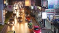 BANGKOK, THAILAND - 18 DECEMBER, 2018: Cars in a traffic jam on the road of the overpopulated asian city of Thai capital at night