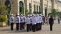 Changing of the guard of the Thai military guards on a sunny day