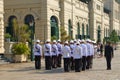 Changing of the guard of the Thai military guards on a sunny day