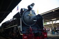 Bangkok,Thailand:December 5, 2018 - Closeup vintage steam train