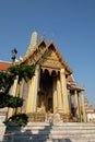 A delightful temple of the Emerald Buddha on a sunny day. A work of Asian religious