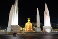 Democracy Monument located at the intersection of the streets of the night city