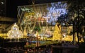 Night illumination of Christmas and New Year celebration 2017 at Central World shopping mall in Bangkok, Thailand Royalty Free Stock Photo