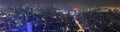 Bangkok, Thailand- December 31, 2018 ; Bangkok night skyscraper from rooftop of The Kingpower Mahanakorn Tower under dust