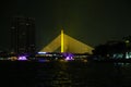 Bangkok, Thailand - December 25, 2019: Nighttime scenes along the Chao Phraya River in Bangkok