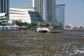 Panning of a ferry boat crusing on Chao Phraya river