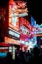 BANGKOK, THAILAND - December 2019: Pattaya Walking Street neon signboards