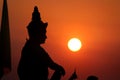 Sunset at chedi on Phu Khao Thong, or Golden Hill, part of Wat Saket temple in central Bangkok