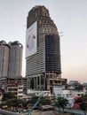 Bangkok, Thailand - December 30th 2019: Scary, extremely dangerous abandoned Ghost Tower building in Bangkok Thailand is one of th