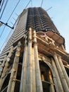 Bangkok, Thailand - December 30th 2019: Scary, spooky, extremely dangerous abandoned Ghost Tower building in Bangkok Thailand is o