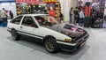 Toyota AE86 parked at the Bangkok International Motor Show It is a car that is used to dive Royalty Free Stock Photo