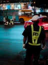 Bangkok, Thailand - December 2019: traffic controller on the street Royalty Free Stock Photo