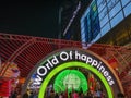 Unacquainted people visit Christmas Festival with 2019 year World of Happiness concept on square in Front of Central World