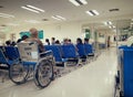 BANGKOK, THAILAND - DECEMBER 13: Unidentified senior man waits in a wheelchair to see the doctor in Vajira Hospital in Bangkok on